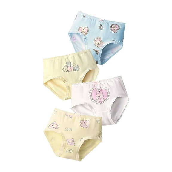 Gubotare Toddler Training Underwear Girls Breathable Underwear Panties Briefs Underpants 4 Pack Size 6T 7T (Yellow,6-7 Years)