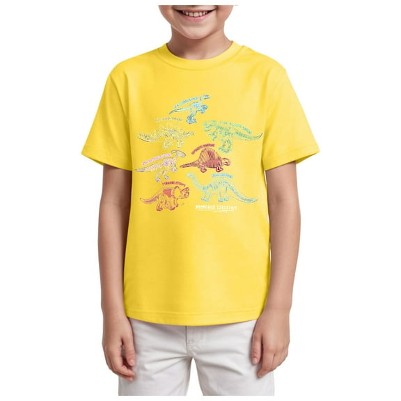 Gubotare Toddler Tshirts Boys Toddler Boys Short Sleeve Shirts Cotton Summer T-Shirts Cartoon Graphic Tops Tees Sizes 13-14T (Yellow,13-14 Years)
