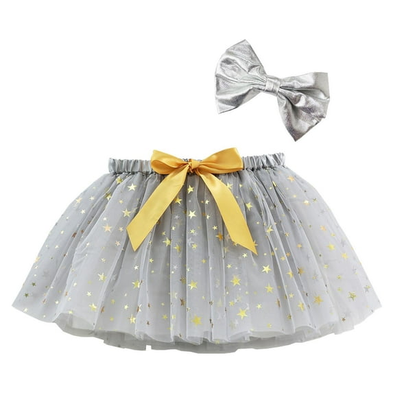 Gubotare Toddler Tutu Girls Sparkle Fashion Skirts Layers Ruffle Sequin Tutu Dance Skirt for Kids,Grey 2-4 Years