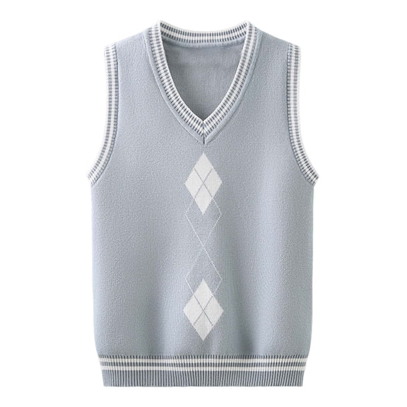 Gubotare Toddler Vest Kids Boys School Uniform Sweater for Girls Solid Sleeveless Sweater Vest V Neck Knitwear Tank Top Preppy Fall Winter Clothes Size 7-9 (Blue,7-9 Years)
