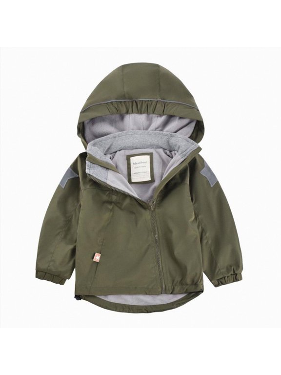 Toddler Windbreaker Jacket Girls Plush Warm Hooded Jacket Soft Fleece Winter Coat with Zipper Pockets Size 12M-8Y (AG,3-4 Years)