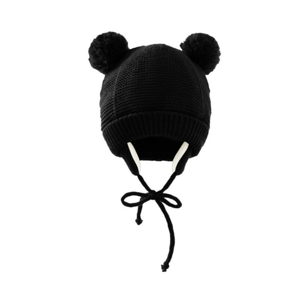 Gubotare Toddler Winter Hat Girl Kid Winter Hat Scarf Set Boys Girls Knit Hood Hats Beanie Hat Warm Fleece Lining Scarf Cap (Black,One Size)