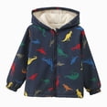 thumbnail image 1 of Gubotare Toddler Zip Up Jacket Baby Boys Dinosaur Fleece Hooded Zip-Up Jacket Fall Winter 2-11 Years (Navy,2-3 Years), 1 of 9