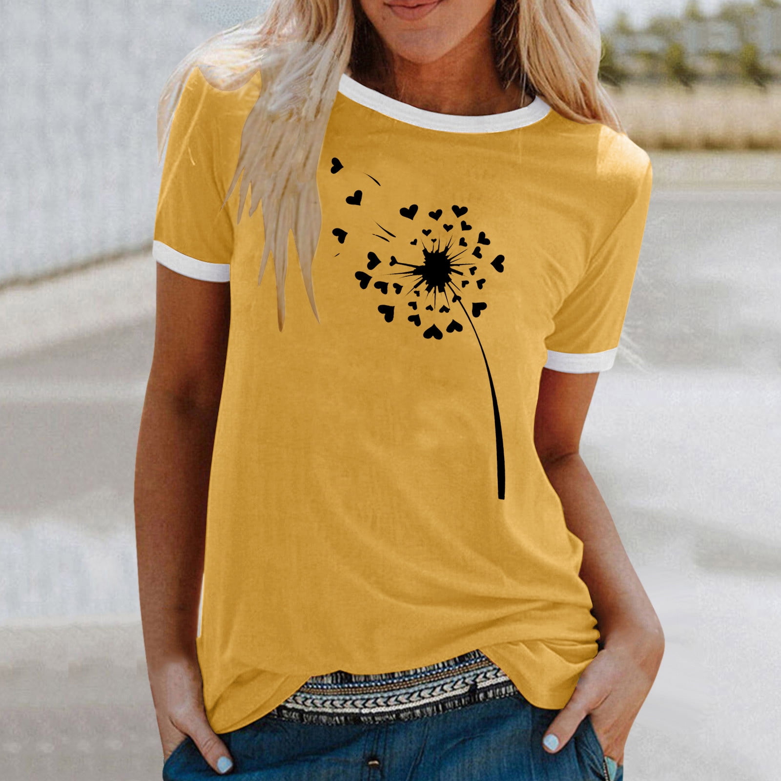 cute yellow shirt women