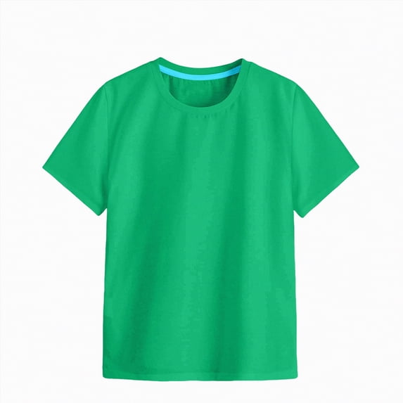 Gubotare Tops for Teen Girls Girls' Basic Short Puff Sleeve Round Neck T-Shirt Size 9-10 (Green,9-10 Years)