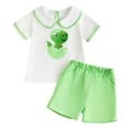 thumbnail image 1 of Gubotare Tropical Outfits for Girls Baby Kids Girls Shorts Clothing Set, Short Sleeve Letters Print T-shirt with Elastic Waist Shorts Summer 2-piece Outfit (Green,Size 6-12 Months), 1 of 9