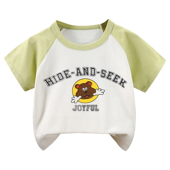 Gubotare Tshirt Boys Boys Short Sleeve Crew Neck T-Shirt with Chest Print | Soft Cotton Sizes 3-6 Months (Light Green,3-6 Months)