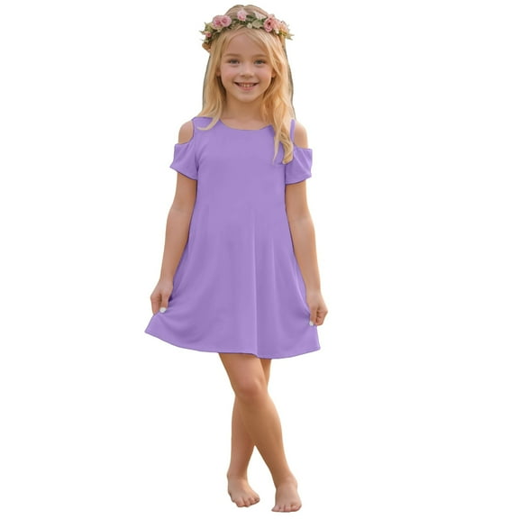 Gubotare Tulle Dress Girls Toddler Baby Girl Dress Ruffle Halter Dresses Kids Summer Sundress Size 9-10T (Purple,9-10 Years)
