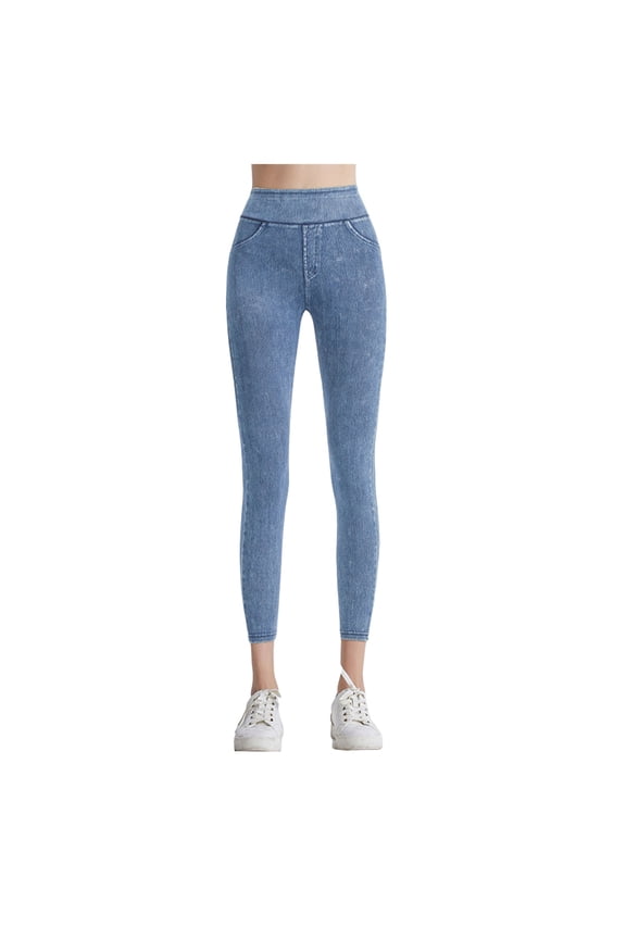 Tummy Control Jeans for Women Women's Mid-Rise Stretch Pull-On Jegging (Light Blue,Size XL)