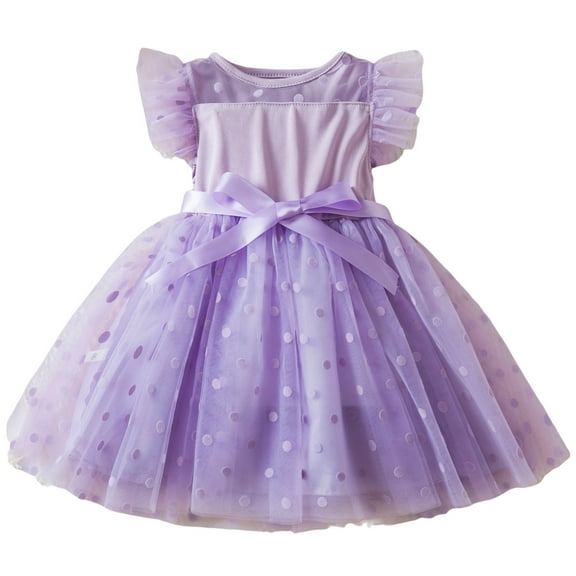 Gubotare Tutu Dress for Girls Baby Girls Pageant Lace Embroidery Dresses Toddler Formal Dress with Headwear (Purple,Size 4-5 Years)