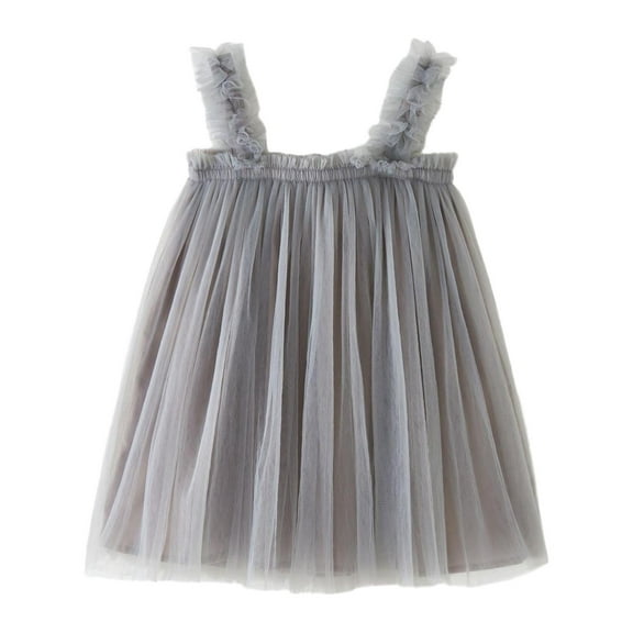 Gubotare Tutu Dresses for Toddler Girls Toddler Girls Tulle Dress Summer Ruffle Sleeveless Baby Girl Fashion Tutu Dresses with Headband Princess Dress (Dark Gray,Size 18-24 Months)