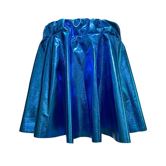 Gubotare Tutu for Toddler Girls Girls Metallic Skater Skirts Shiny Flared Skort,Blue,4-5 Years