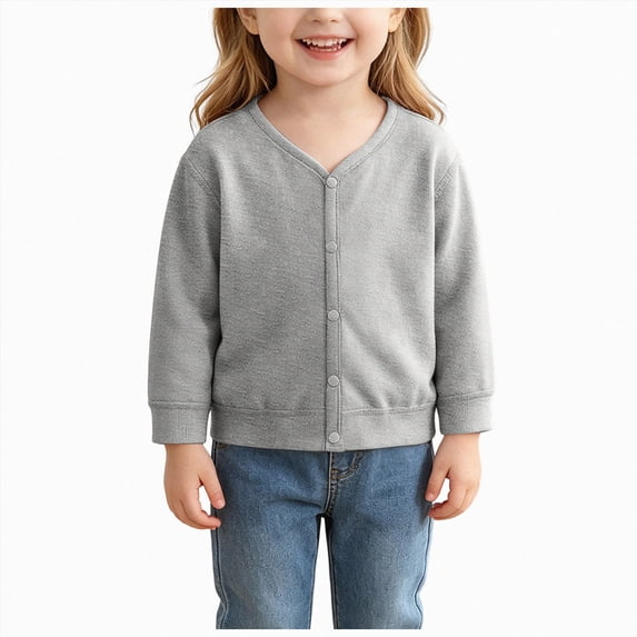 Gubotare Tween Cardigan Girls Cardigan Kids Cardigan Sweater Long Sleeve Toddler Girl Soft Knit Cardigan 3T 4T (Light Gray,3-4 Years)