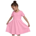 thumbnail image 1 of Gubotare Teen Girls Dresses Girls Casual Dresses Summer Crew Neck Double Layer Ruffle Sleeve Cute High Low Swing Knee wear (Pink,Size 11-12 Years), 1 of 8