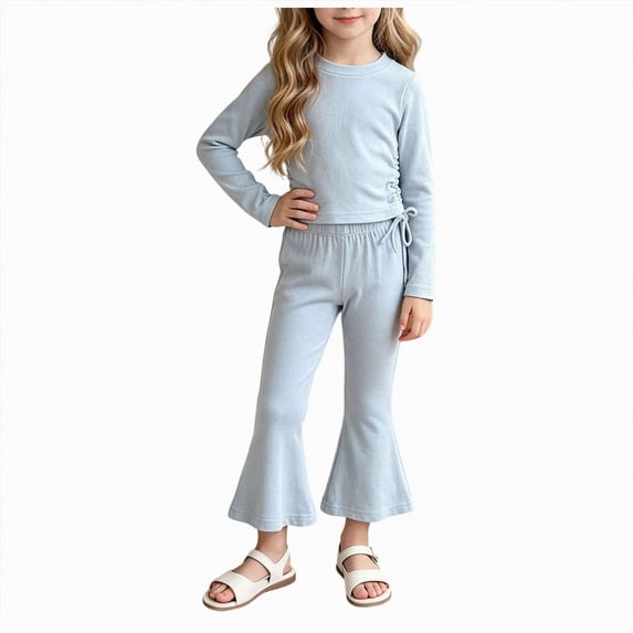Gubotare Tween Girl Trendy Clothes Girls Clothes Back to School Outfits Print Sweatsuit with Leggings Kids Sweatpants Set Size 7-8 (Blue,7-8 Years)