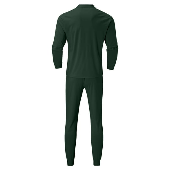 Gubotare Two Piece Set for Men Solid Turndown Neck Long Sleeve Shirts & Long Pants Sets (Green, S)