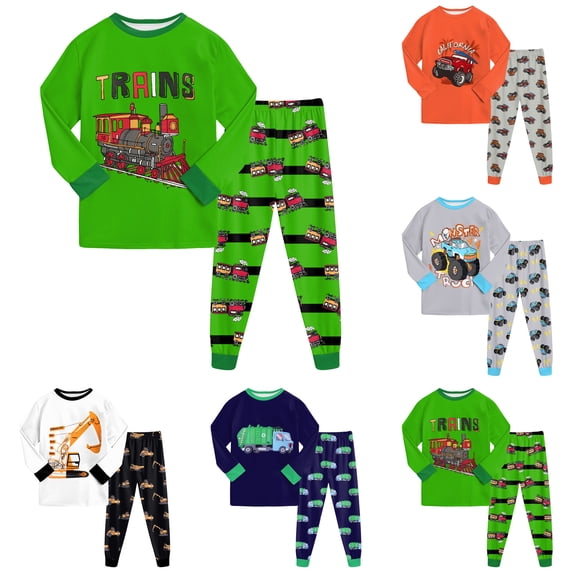 Gubotare UPS Truck Kids & Toddler Pajamas Boys Girls 2 Piece Pjs Set 100% Cotton Sleepwear (2-14 Years) Red,Size 6-7 Years
