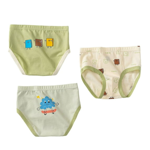 Gubotare Underwear Boy Toddler Boys' Briefs Pack Cute Printed Cotton Underwear 3 Packs 24 Months 3T 4T 5T 6T(Green,3-4 Years)