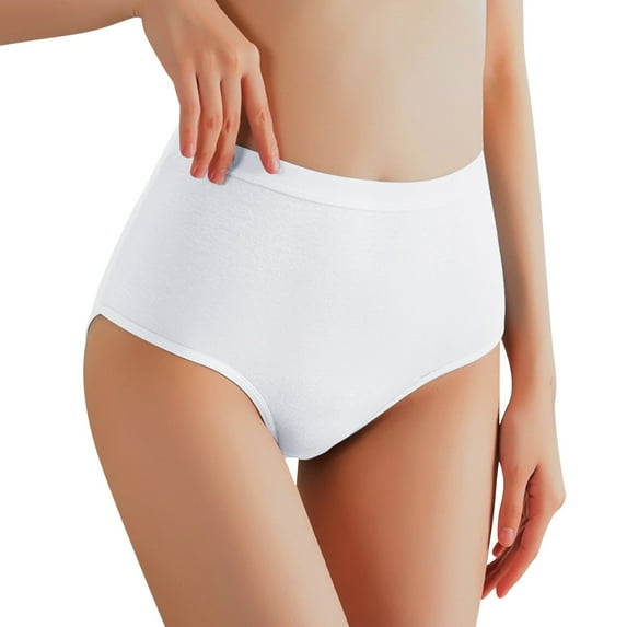 Gubotare Underwear for Women Cotton High Waist Panties Full Coverage Briefs Soft Strech Ladies Breathable Panties Womens Bikini Underwear (White,XXL)