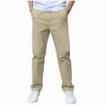 thumbnail image 1 of Gubotare Uniform Pants for Boys Toddler Boys' Solid Color Drawstring Elastic Waist Chino Pants 5T 6T (Khaki,5-6 Years), 1 of 7