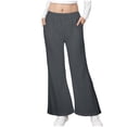 thumbnail image 1 of Gubotare Uniform Pants for Girls Teen Girls Bell Bottom Pants Dressy Uniform Pants (Grey,Size 11-12 Years), 1 of 3
