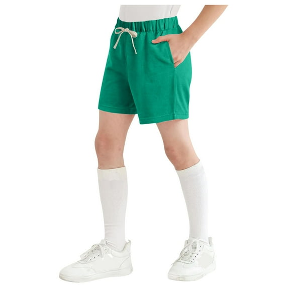 Gubotare Uniform Shorts for Boys Toddler Baby Boy Elastic Waist Pull On Cotton Shorts for Littler Kids Boys Short Pants Summer Clothes,Green 18-24 Months