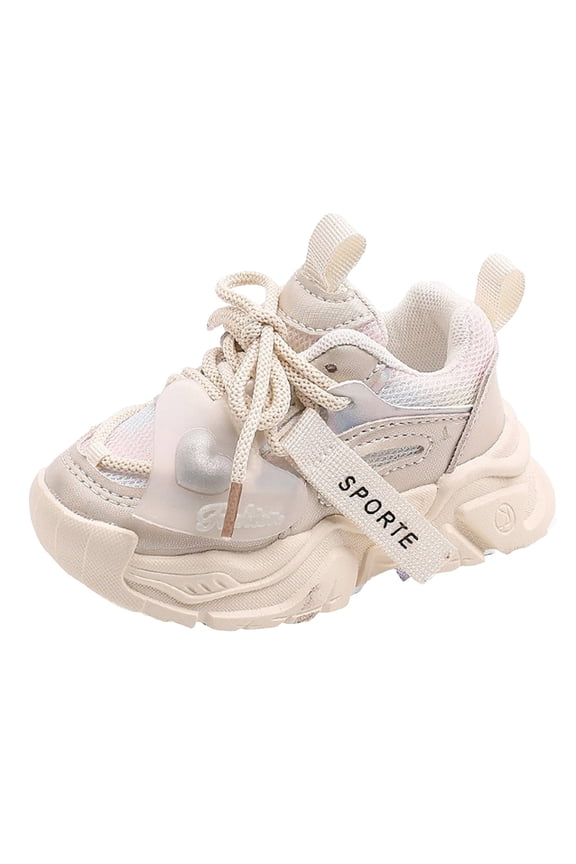 Unisex-Child Sneaker Big Kids Sneakers (Beige,12-18 Months)