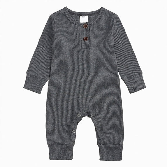 Gubotare Unisex Newborn Baby Romper Ribbed Onesie Infant Long/Short Sleeve Jumpsuit (Dark Gray, 0-4 Months)