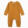 thumbnail image 1 of Gubotare Unisex Newborn Baby Romper Ribbed Onesie Infant Long/Short Sleeve Jumpsuit (Yellow, 8-12 Months), 1 of 8