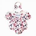 thumbnail image 1 of Gubotare Usa Baby Clothes Baby Short Sleeve Bodysuits Summer Newborn Infant Girls Rompers 0 3 6 9 12 18 24 Months (White,12-18 Months), 1 of 9