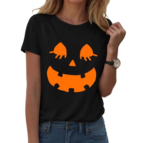 Gubotare Vintage Shirts for Women Cute Graphic Tee Spring Short Sleeve Tops Tshirts Clothing Ghost Shirt Women (Black,M)