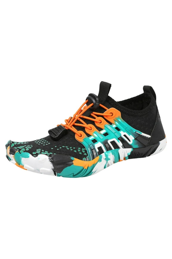 Water Shoes for Boys Kids Water Shoes Boys Barefoot Aqua Socks Outdoor Quick Dry Sandals Lightweight Slip On Walking Sneakers for Beach Pool Swim (Little Kid/Big Kid) (Black,Big Kids 4)