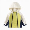 thumbnail image 1 of Gubotare Waterproof Toddler Rain Jacket Boys Color Block Lightweight Zip-Up Hooded Windbreaker Jacket Patchwork 2-10 Years (Green,2-3 Years), 1 of 9