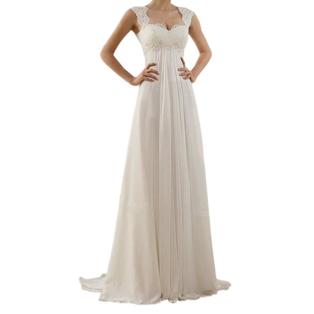 Wedding Dresses for Bride Ladies Plus Size V Neck Backless Maxi Dress Party Dress Wedding Guest Dresses for Women Bridesmaid Formal Lace Dress(White,3XL)
