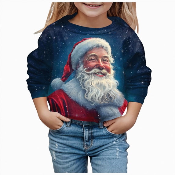 Gubotare Western Sweatshirts for Girls 1 Pack Baby and Toddler Girls' Sweatshirt Girl No Cap Crew-Neck Sweatshirt Long Sleeve Pullover Shirt Size 9-10 Years(Navy, 9-10 Years)
