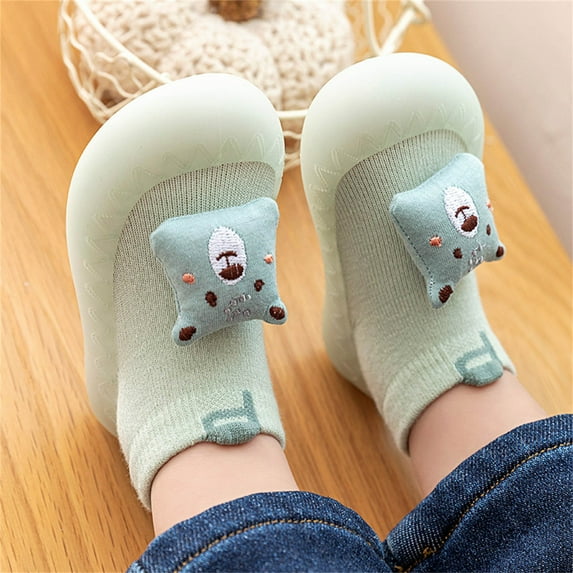 Gubotare Winter Booties For Baby Girl Baby Boy Girl Cozy Bootie Stay On Slipper Winter Warm Gripper Non-Slip Crib Shoes,Green 12 Months