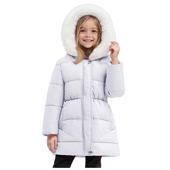 Gubotare Winter Coat for Girls Baby Girls' Water-Resistant Soft Mini Fur Lined Puffer Jacket Winter Coat for Newborn Infant Toddler 3T 4T (White,3-4 Years)