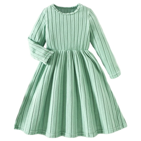 Gubotare Winter Dresses for Girls Girls Fall Dresses Kids Winter Long Sleeve Dress Size 7-8 (Mint Green,7-8 Years)