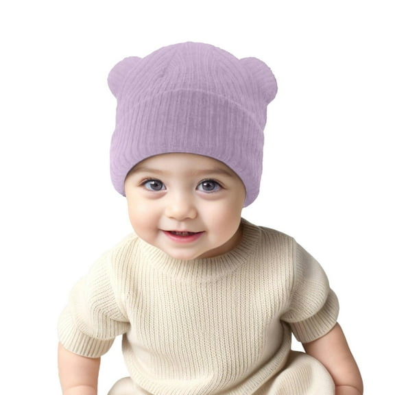 Gubotare Winter Hat Kids Toddler Kids Winter Knit Warm Hats Neck Scarf Collar Set for Boys Girls Knitted Fleece Lined Hat (Pink,3-36 Months)