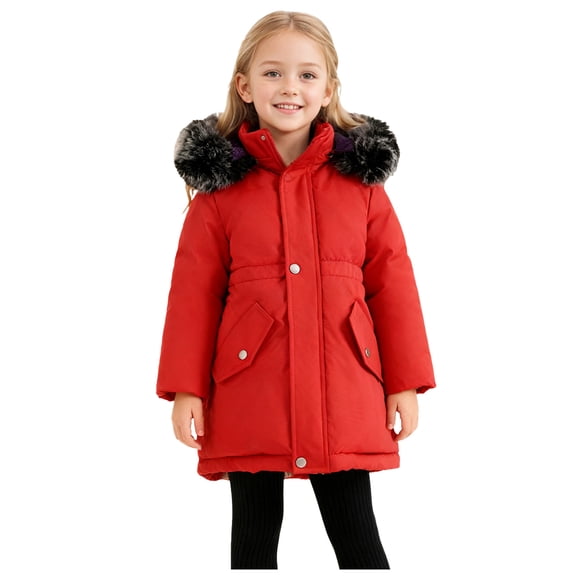 Gubotare Winter Jackets for Girls Kids Boys Girls Winter Coats Hoods Light Puffer Down Jacket Outwear Size 11-12 Years (Red,11-12 Years)