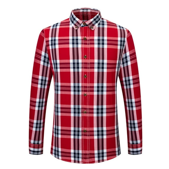 Gubotare Winter Men's Dress Shirts Shirt Casual Party Long Sleeve Shirt (Red,41)