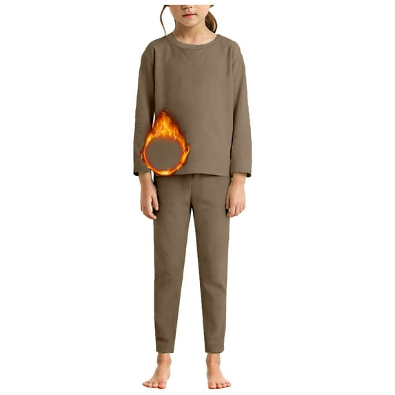 Gubotare Winter Pajamas for Toddler Girls Girls Pajama Pants and Sleep Sets 2 Piece PJ Top and Bottom Sleepwear Set for Girls Pajamas for Kids Size 2T 3T (Brown,2-3 Years)