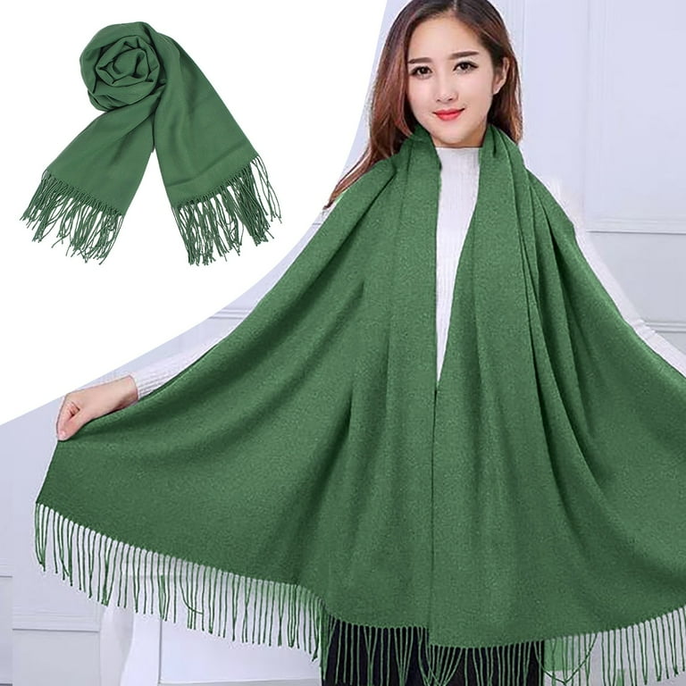 Green Wool popular Scarf, Fringe scarves, Winter Strand Wrap, Crochet Scarf, Long Scarf, Fringed Accessory, Green Wool Wrap, Hand Knitted Scarf