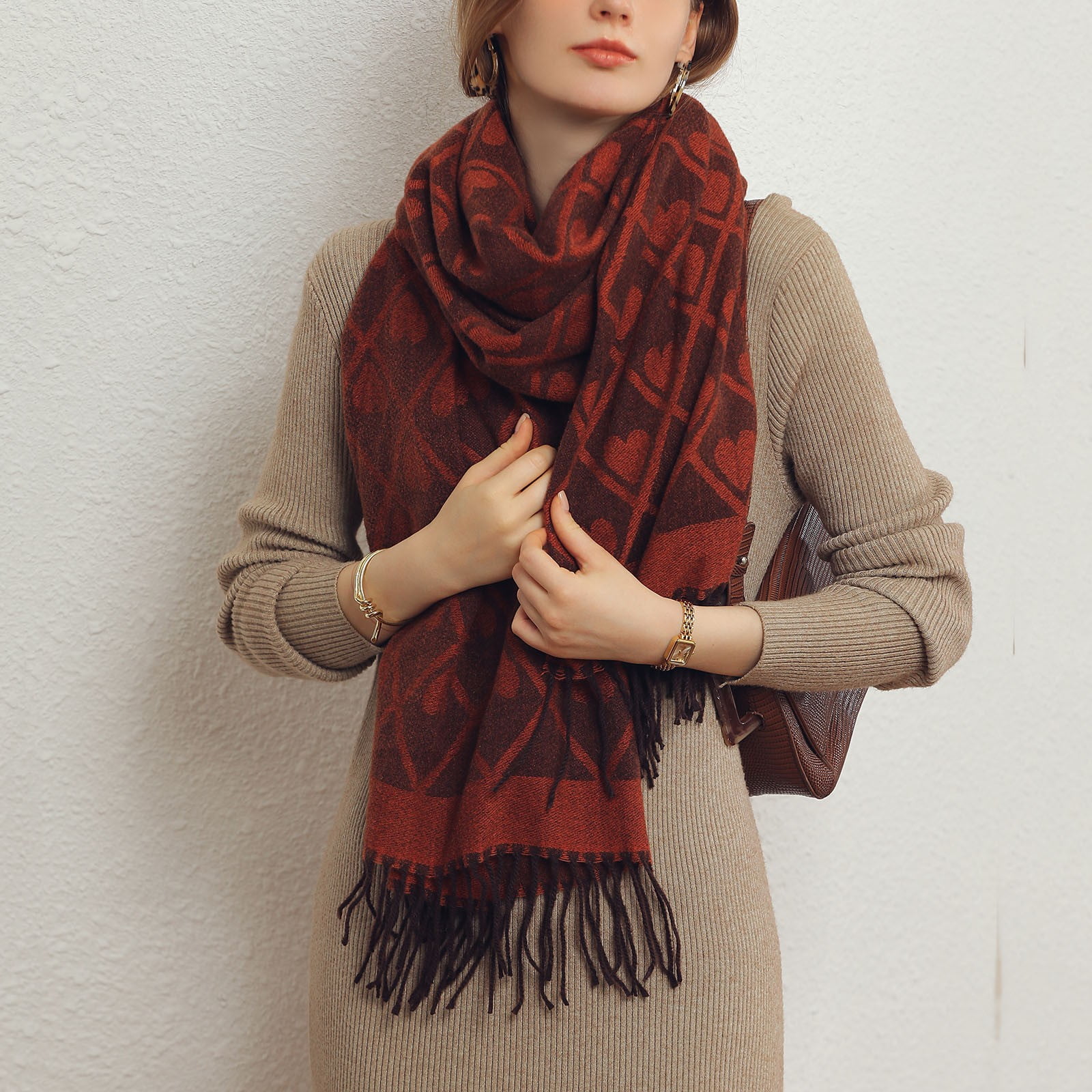 Gubotare Winter Scarf Women's Large Plaid Scarf Warm Soft Blanket Wrap