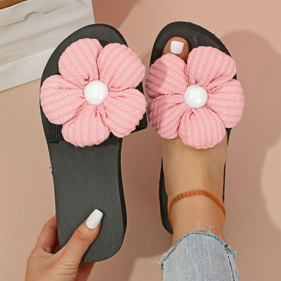 Gubotare Winter Slippers For Women Women's Two Strap Heeled Sandal,Pink 8