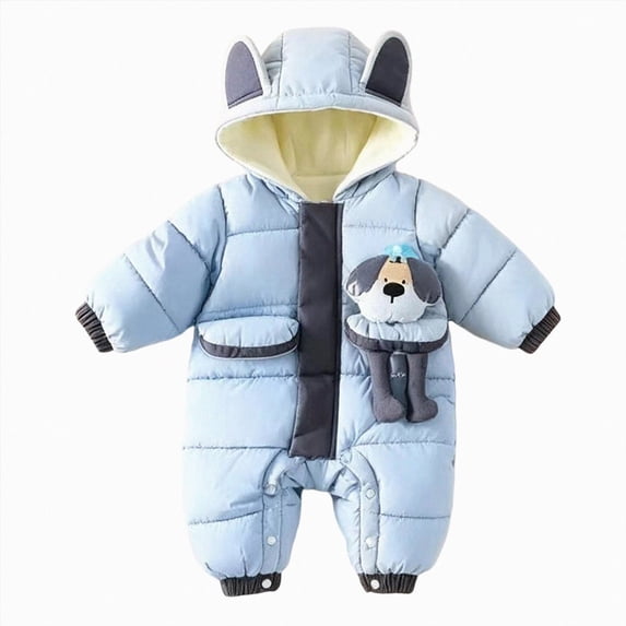 Gubotare Winter Snowsuit Toddler Infant Baby Boys Girls Snowsuits Hoodie Jumpsuit Winter Warm Padded Thick Coat 3 6 Months (Blue,3-6 Months)