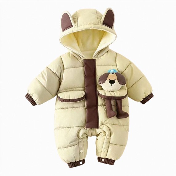 Gubotare Winter Snowsuit Toddler Infant Baby Boys Girls Snowsuits Hoodie Jumpsuit Winter Warm Padded Thick Coat 3 6 Months (Yellow,3-6 Months)