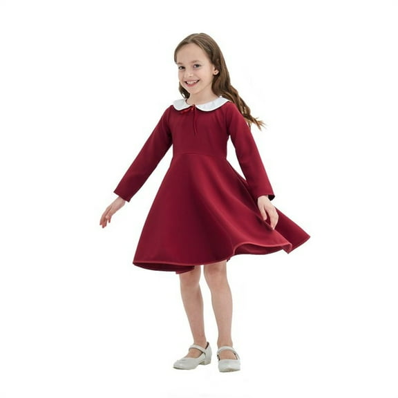Gubotare Winter Toddler Girl Clothes Summer Print Ruffle Long Sleeve Dress (Red,3-4 Years)