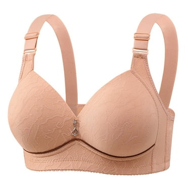 Gubotare Women Bras No Underwire Plus Size Wireless Bras For Women Full Coverage Push up Bralette Cute Bra (Beige,C)
