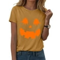 thumbnail image 1 of Gubotare Women Fashion Short Sleeve Tops Solid Casual Loose Basic T Shirt Halloweentown Shirt for Women (Yellow,XL), 1 of 5